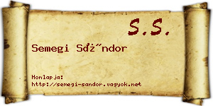 Semegi Sándor névjegykártya